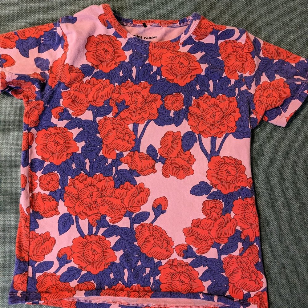 Mini Rodini Peonies Tee 8-9 YR